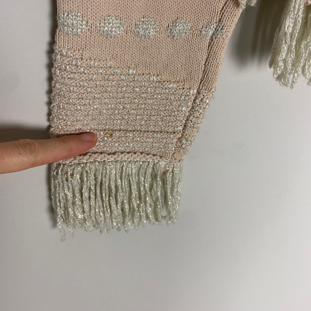 Alice McCall Sweater Womens 4 Pink Big Exit Top Fringe Metallic Knit Cropped - Picture 9 of 10